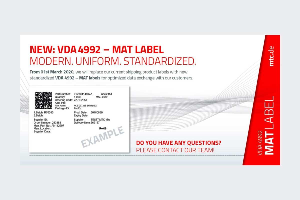 MTC changes to VDA4992 MAT label MTC