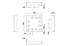Einteiliges Abschirmgehäuse mit Clips 13,66x12,70x2,54x0,20